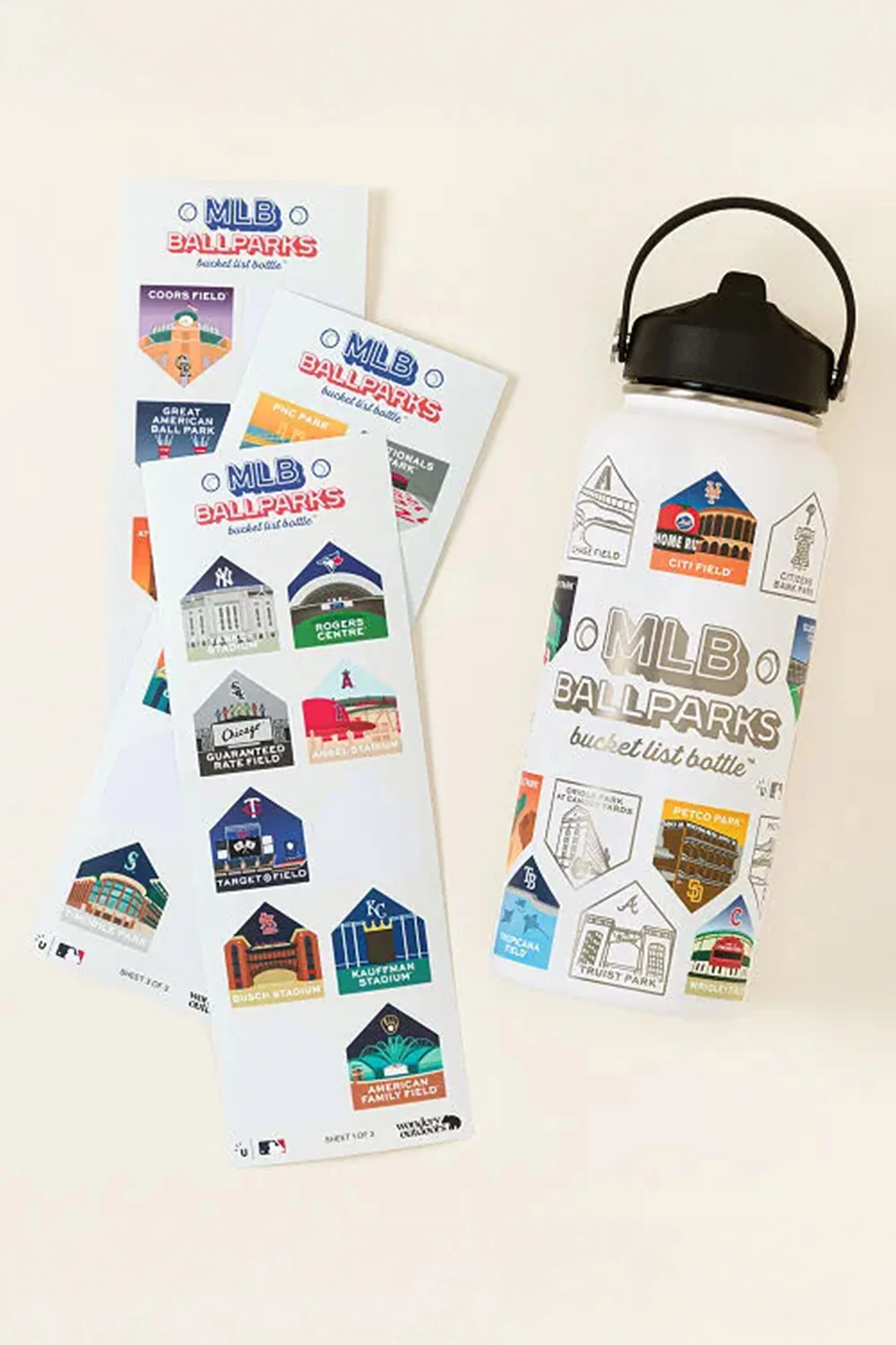 MLB Ball Parks Bucket List Water Bottle - Image 3